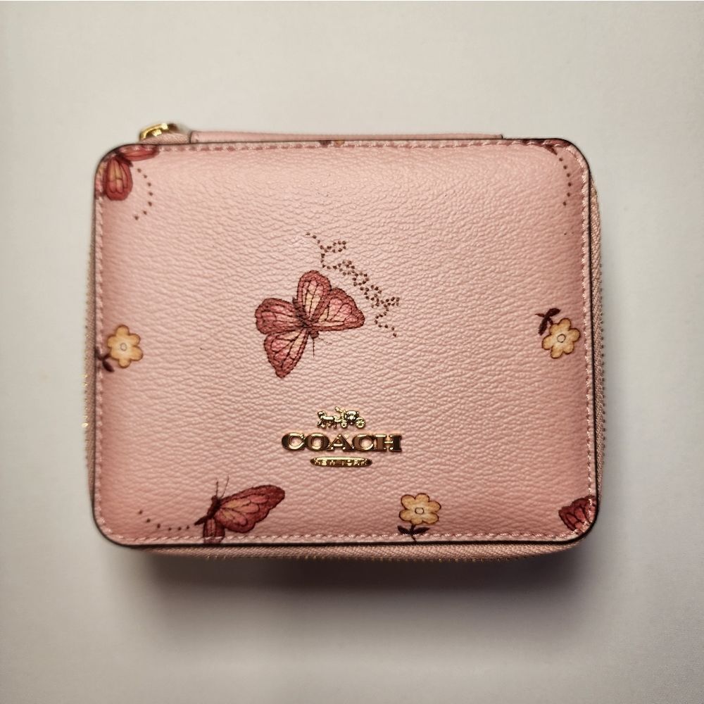 Coach Pink and Gold Butterfly Print Wallet